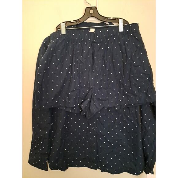 Auden Flannel Shirt And Shorts Sleepware Set Blue With White Polka Dots Medium - Picture 1 of 10